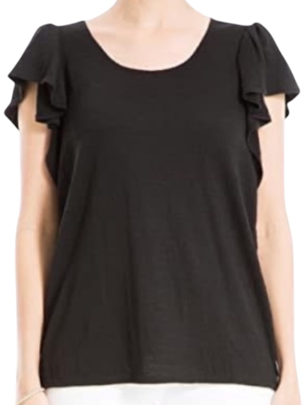 Max Studio Flutter Sleeve Top – Black Lightweight Flowy Blouse